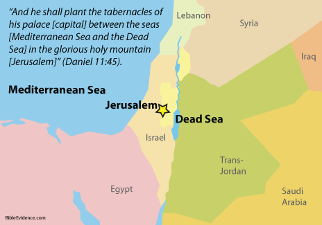 Location of Jerusalem between the seas